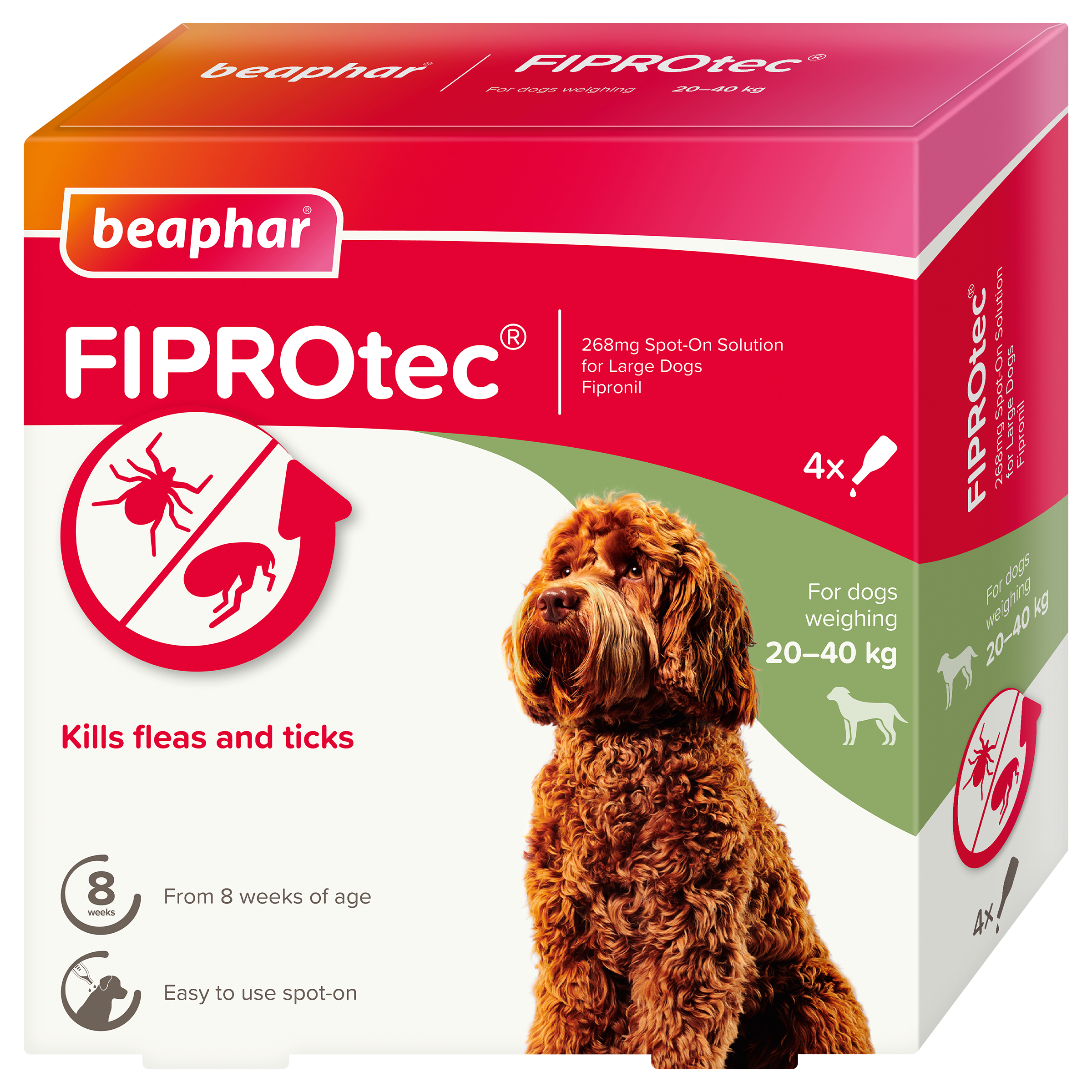 Beaphar FIPROtec Spot-On for Large Dogs 20-40kg 4 pipette pack